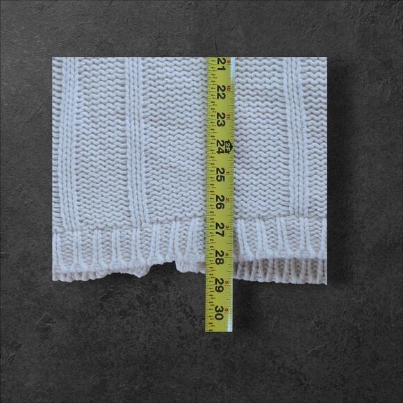 Chunky Cable Knit Hooded CARDIGAN Faux Fur Lined Sweater Tunic Length Pockets M - Picture 16 of 16